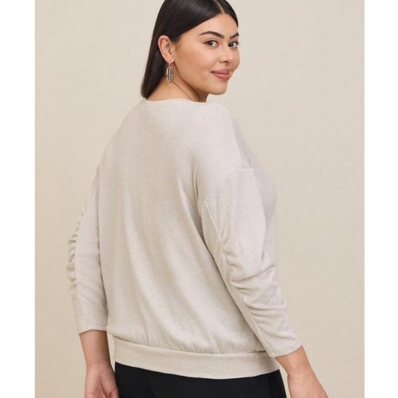 TORRID Sparkle Knit Drop Shoulder Shirred Sleeve Top - Picture 2 of 13